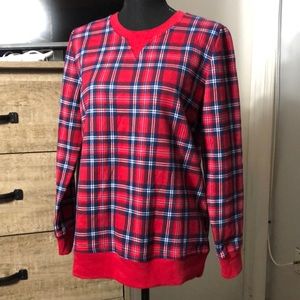 Charter Club New Plaid Fleece Top Size M